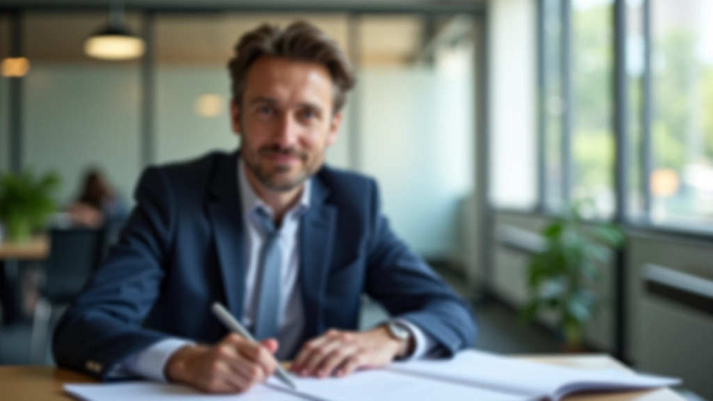 Professionelles Bild einer Person beim Besprechen von VL-Verträgen in modernem Büro